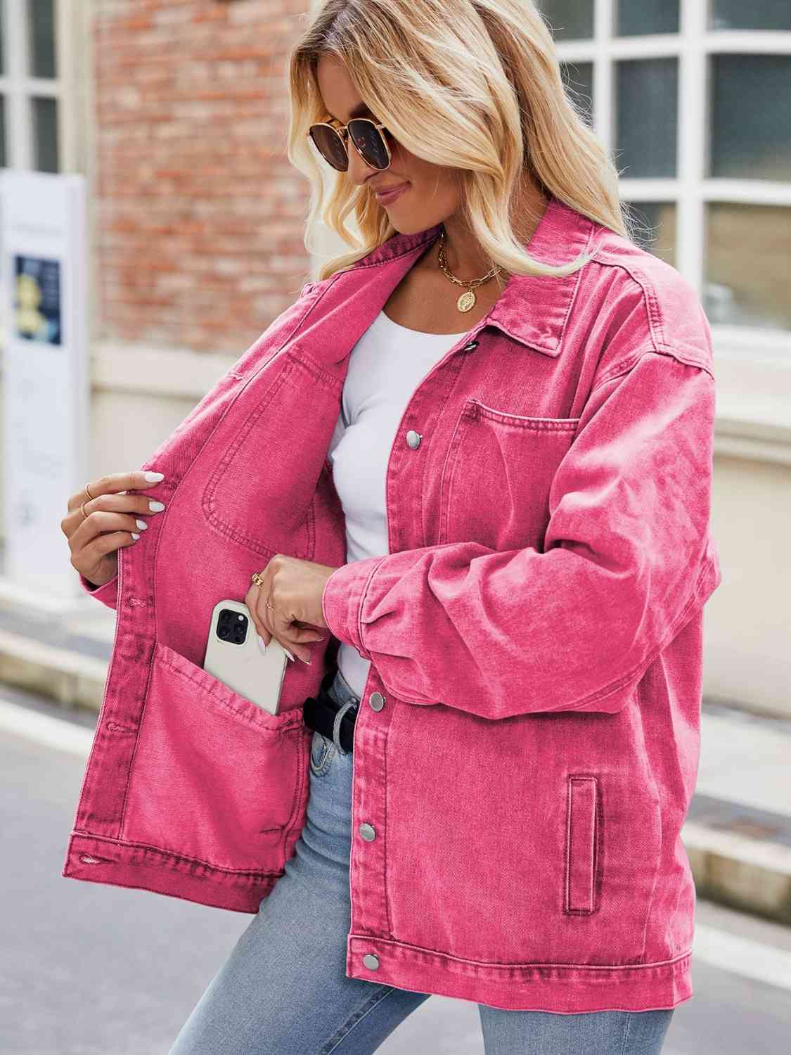 Barbie Button Up Denim Jacket with Pockets