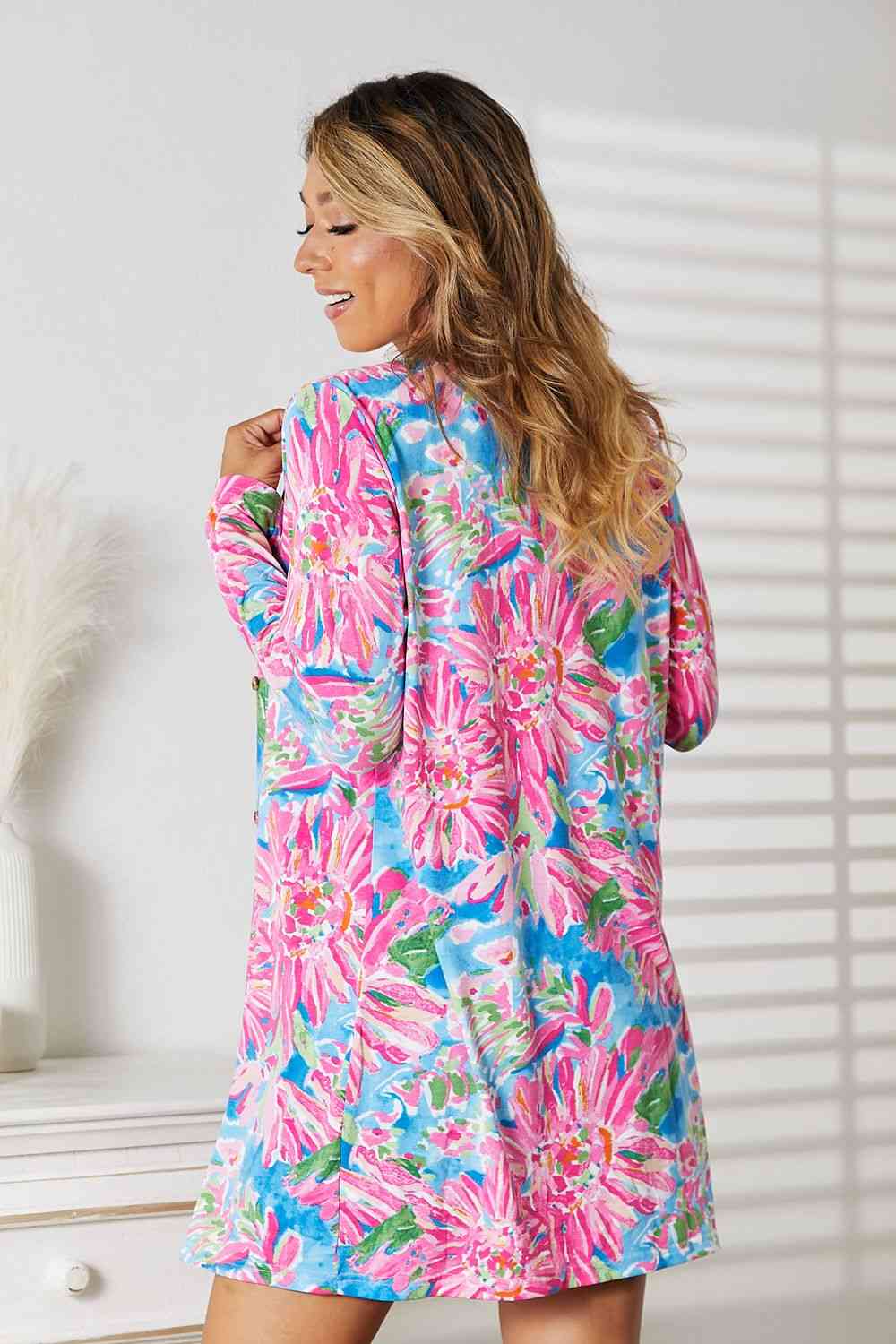 Ariel Floral Open Front Long Sleeve Cardigan