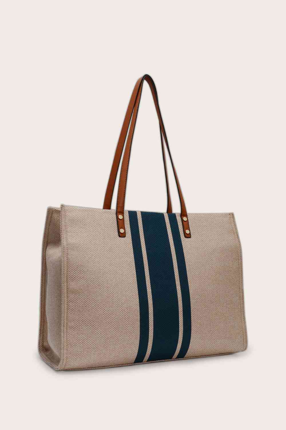 Striped Tote Bag in Khaki