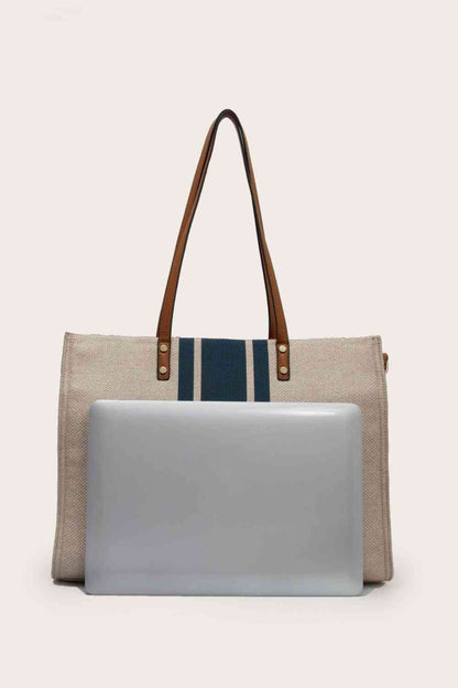 Striped Tote Bag in Khaki