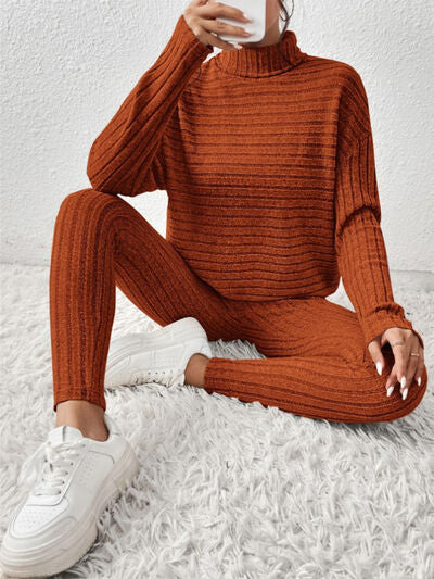 Willow Ribbed Turtleneck Top and Pants Set