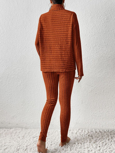 Willow Ribbed Turtleneck Top and Pants Set