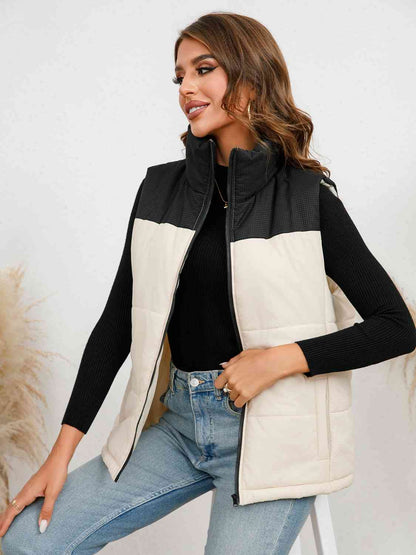 Lainey Two-Tone Zip-Up Vest