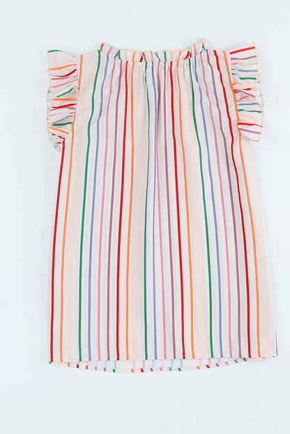 End of The Rainbow Striped Cap Sleeve Blouse