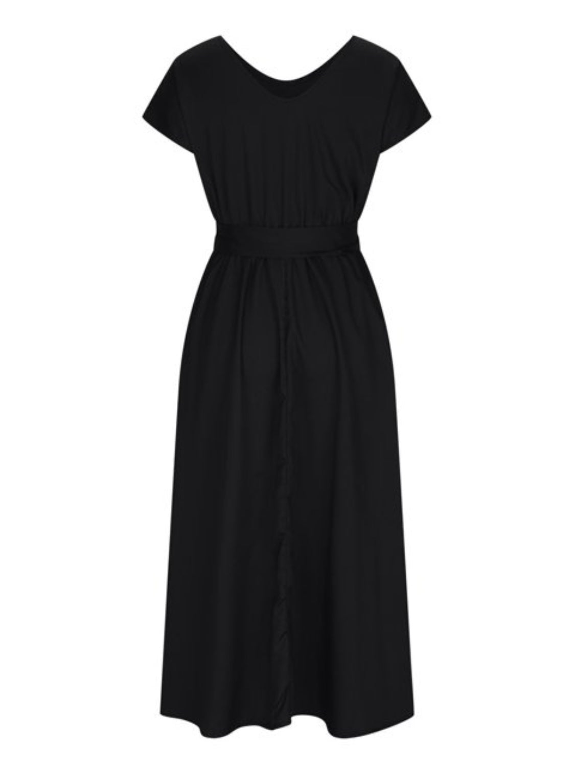 Emmie Ruched V-Neck Cap Sleeve Dress