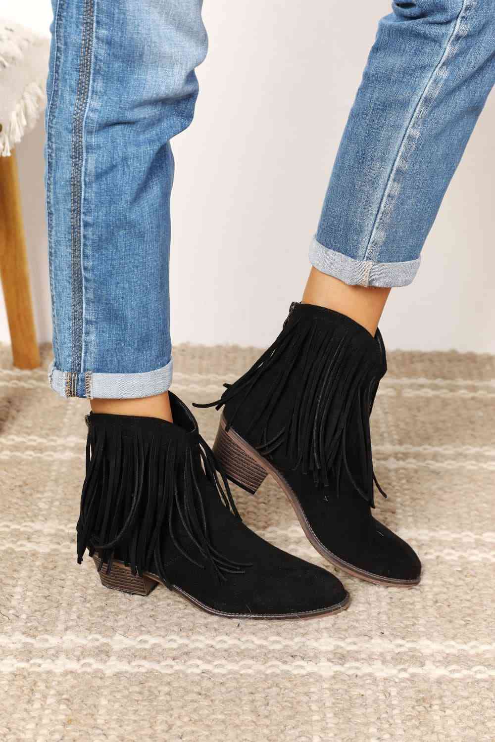 Cora Women's Fringe Cowboy Western Ankle Boots