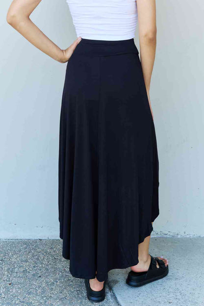 Dalia High Waisted Flare Maxi Skirt in Black