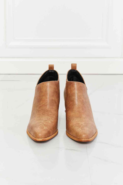 Danny Embroidered Crossover Cowboy Bootie in Caramel