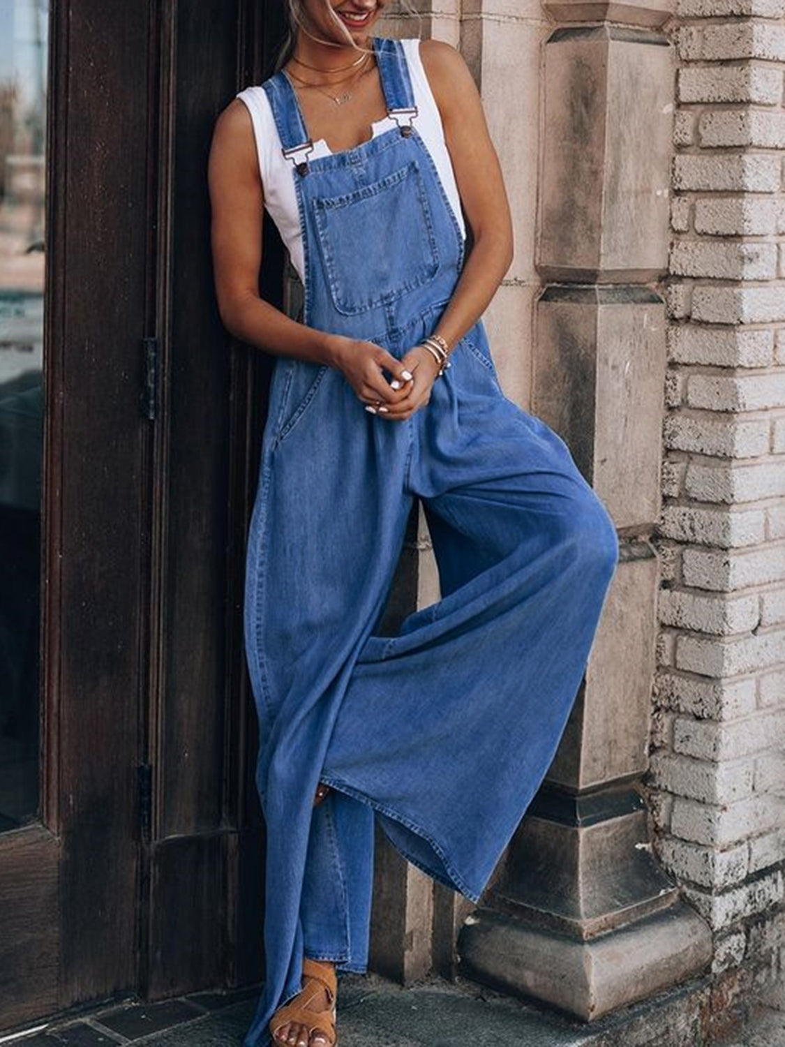 Flanagan Wide Leg Denim Overalls