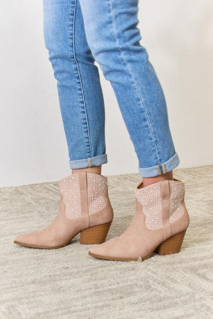 Megan Rhinestone Ankle Cowgirl Booties