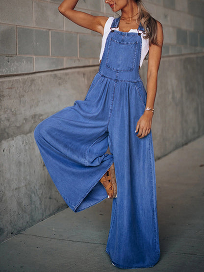 Flanagan Wide Leg Denim Overalls