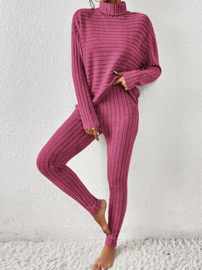 Willow Ribbed Turtleneck Top and Pants Set