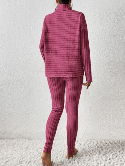 Willow Ribbed Turtleneck Top and Pants Set