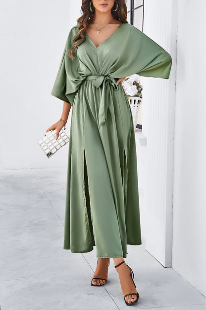 Lorelei Slit Tied V-Neck Three-Quarter Sleeve Dress