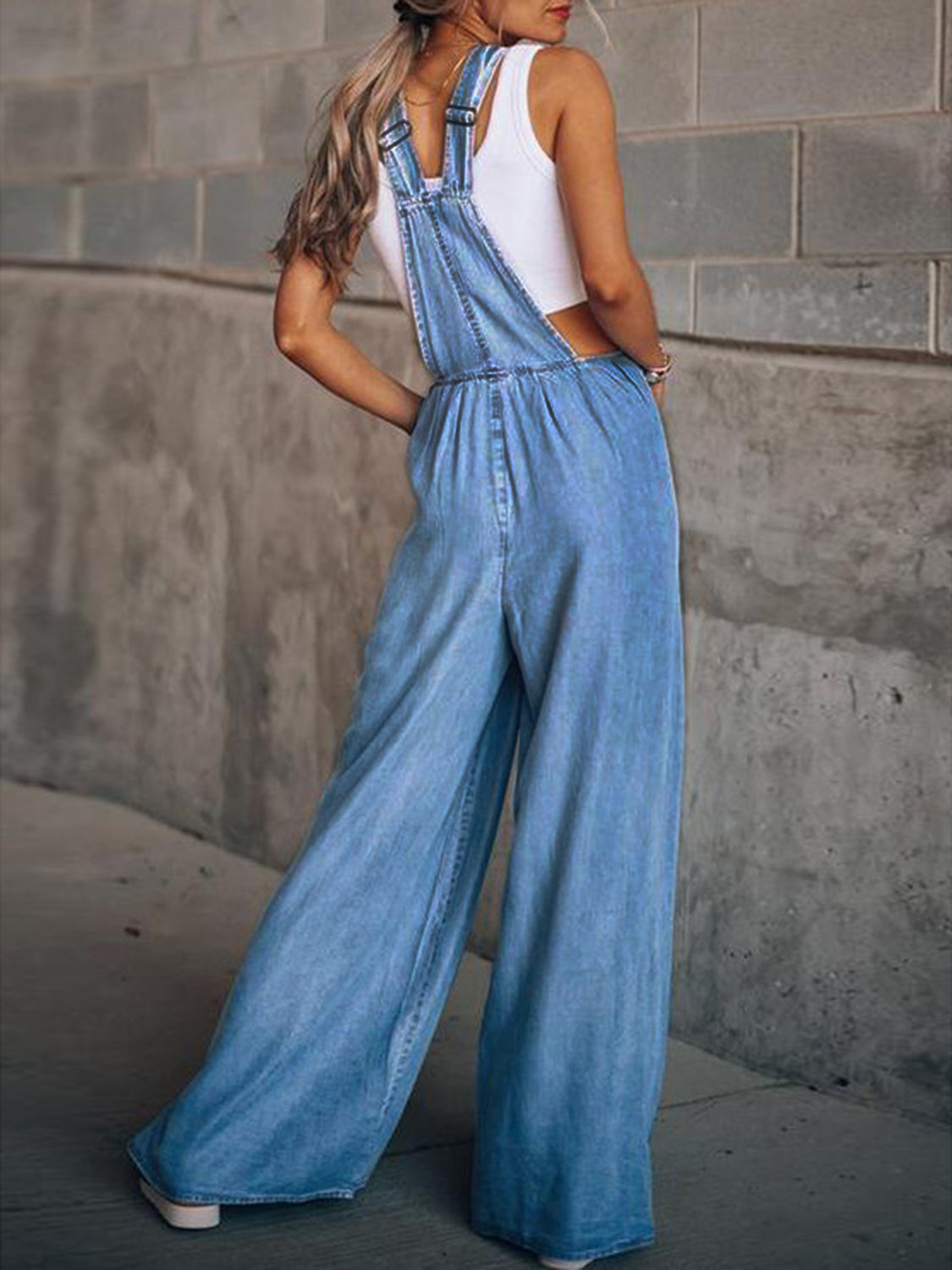 Flanagan Wide Leg Denim Overalls