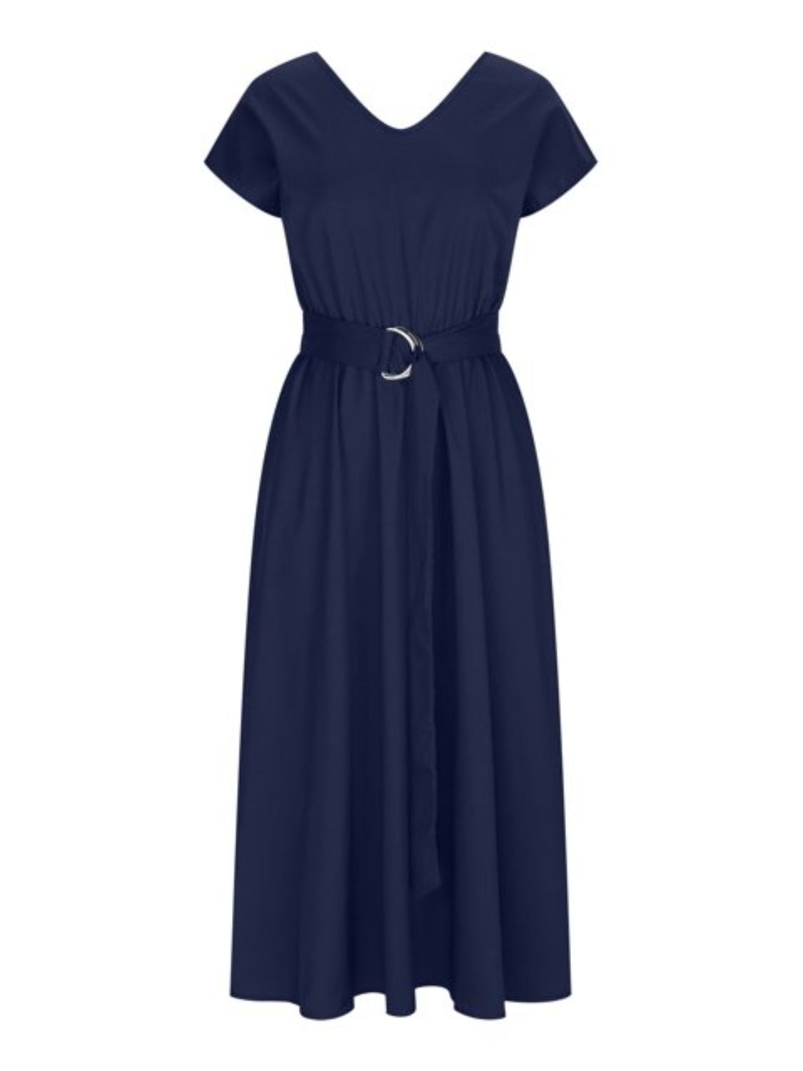 Emmie Ruched V-Neck Cap Sleeve Dress