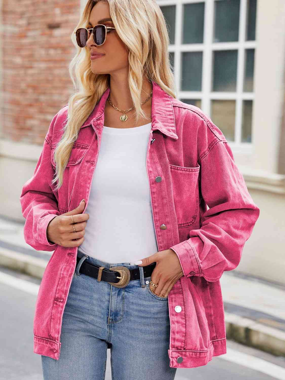 Barbie Button Up Denim Jacket with Pockets