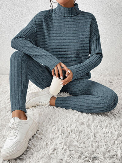 Willow Ribbed Turtleneck Top and Pants Set