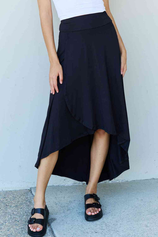 Dalia High Waisted Flare Maxi Skirt in Black