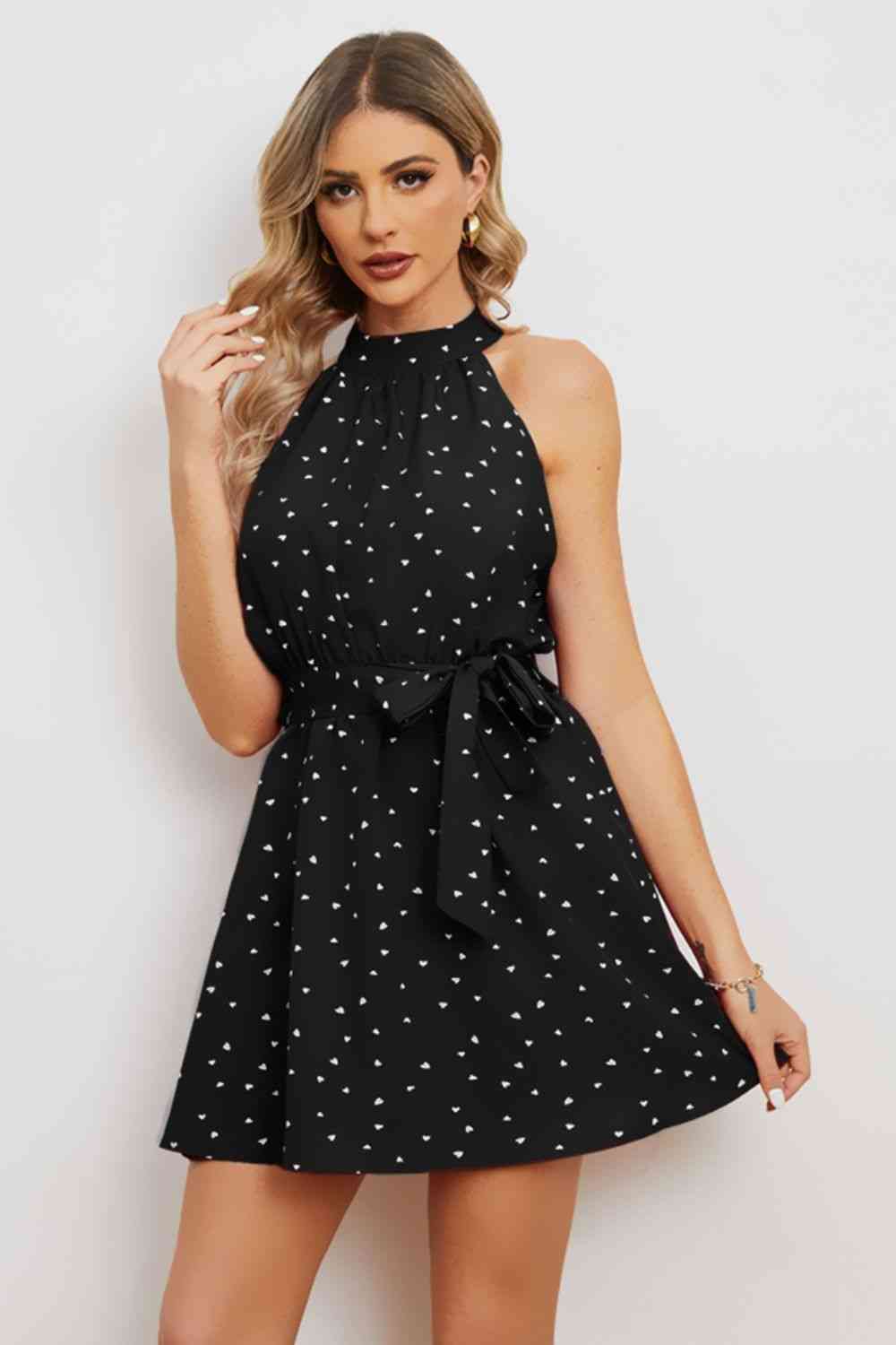 Anna Printed Tie Waist Mini Dress