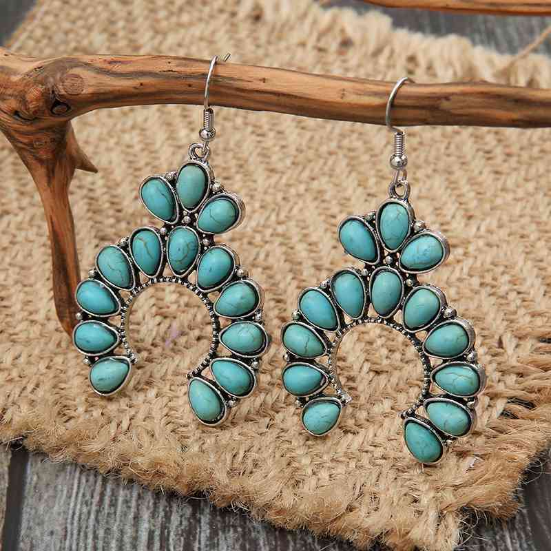 Faux Turquoise Western Drop Earrings