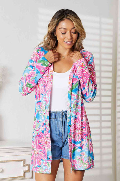 Ariel Floral Open Front Long Sleeve Cardigan