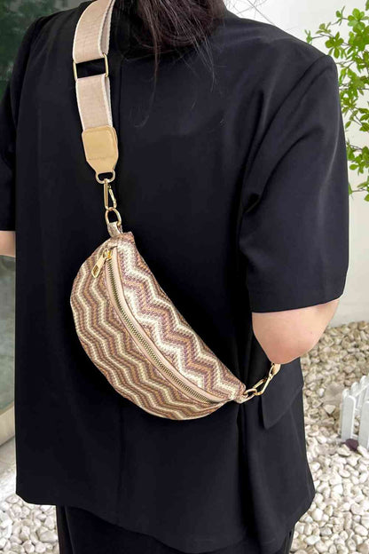 Cali Chevron Straw Sling Bag