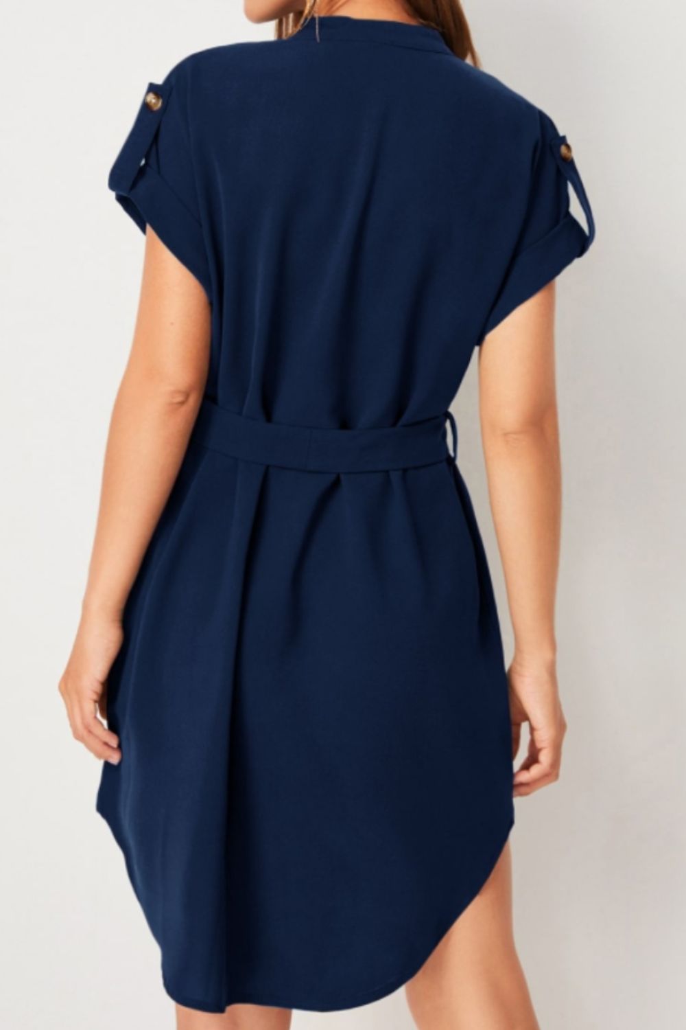 Gwen Tied Notched Short Sleeve Dress