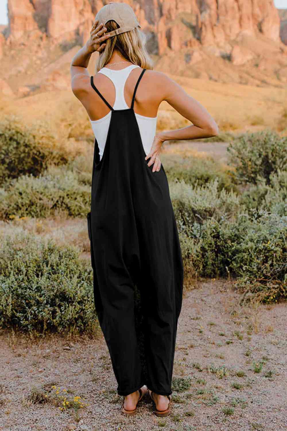 Bette Double Take  V-Neck Sleeveless Jumpsuit with Pocket