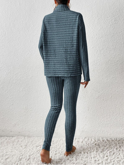 Willow Ribbed Turtleneck Top and Pants Set