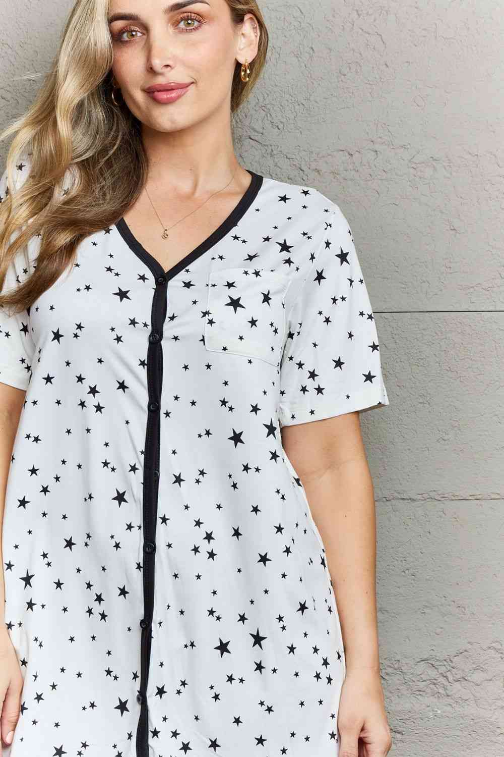 Moon Beam Button Down Sleepwear Dress