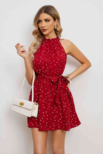 Anna Printed Tie Waist Mini Dress