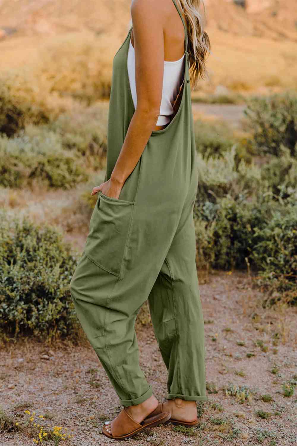 Bette Double Take  V-Neck Sleeveless Jumpsuit with Pocket