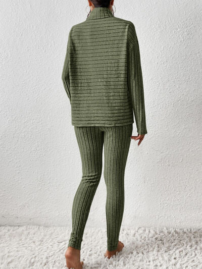 Willow Ribbed Turtleneck Top and Pants Set