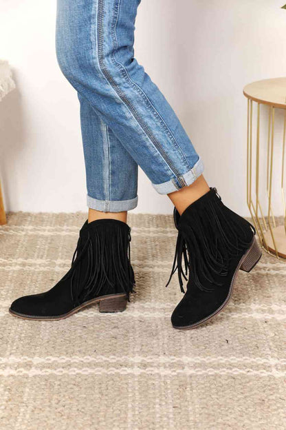 Cora Women's Fringe Cowboy Western Ankle Boots