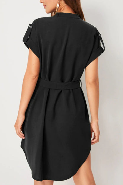 Gwen Tied Notched Short Sleeve Dress