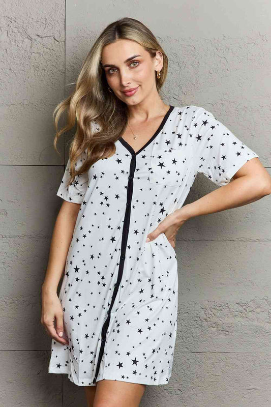 Moon Beam Button Down Sleepwear Dress