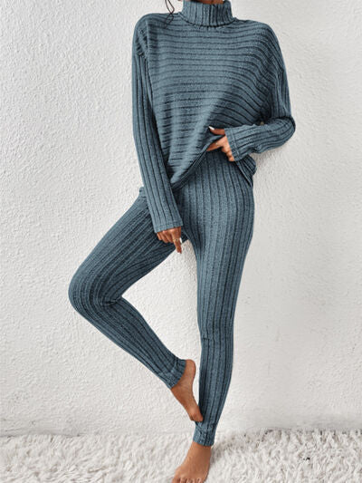 Willow Ribbed Turtleneck Top and Pants Set