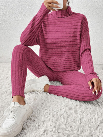 Willow Ribbed Turtleneck Top and Pants Set