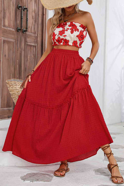 Liliana Floral Tube Top and Maxi Skirt Set