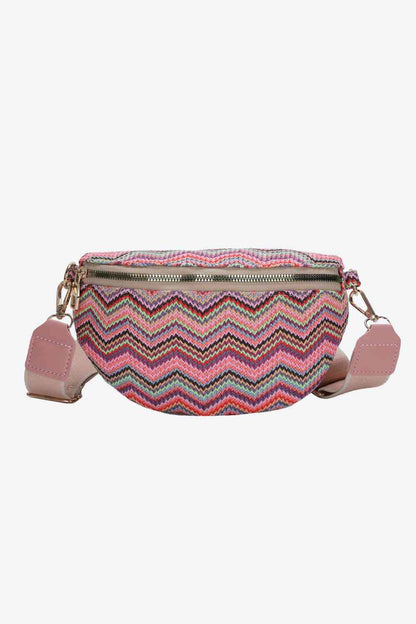 Cali Chevron Straw Sling Bag