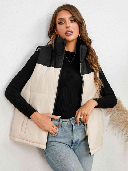 Lainey Two-Tone Zip-Up Vest