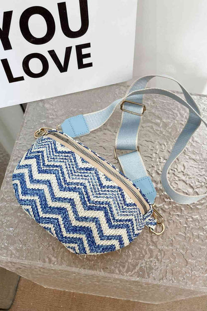 Cali Chevron Straw Sling Bag