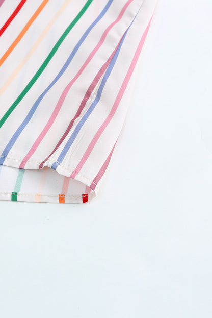 End of The Rainbow Striped Cap Sleeve Blouse