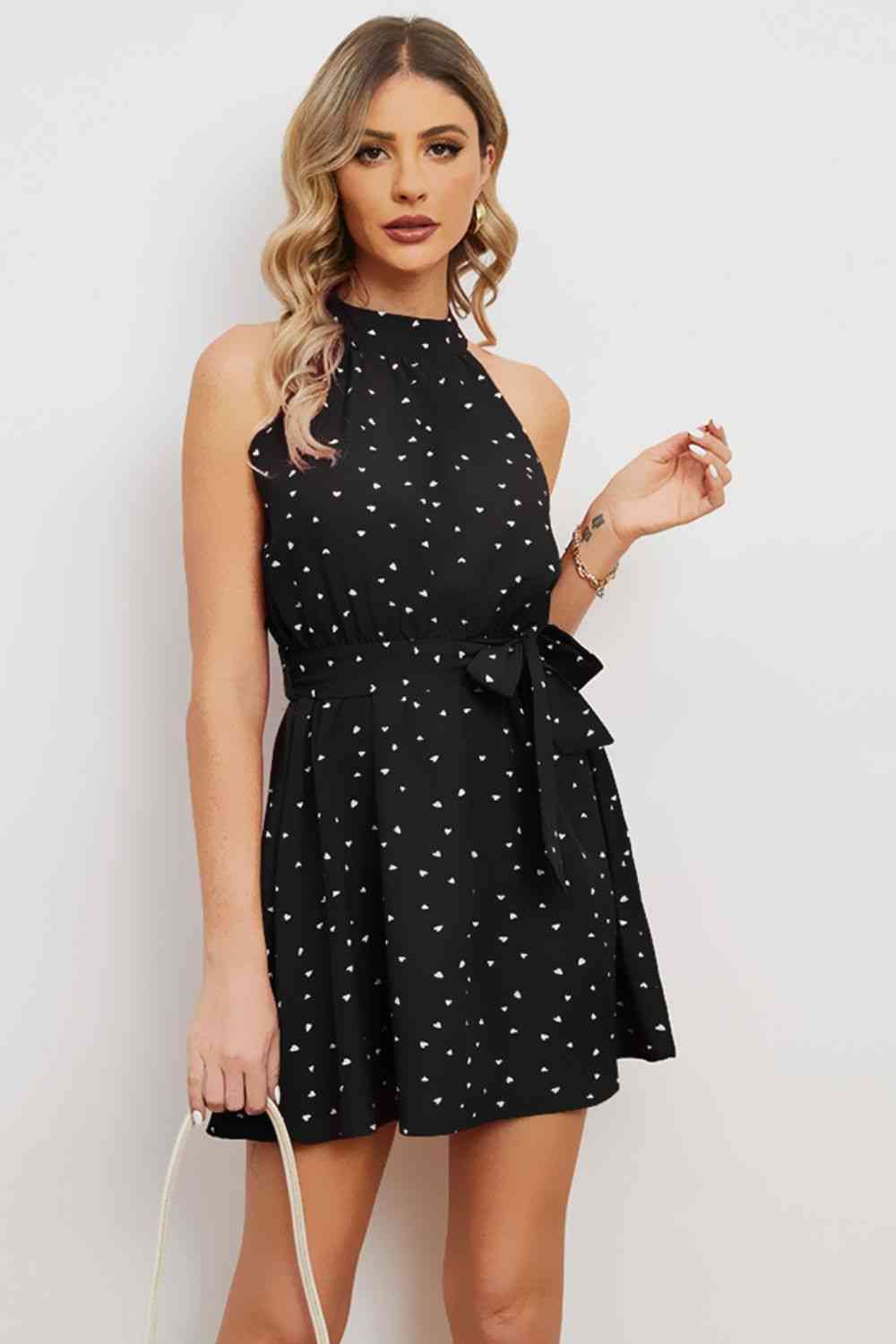 Anna Printed Tie Waist Mini Dress