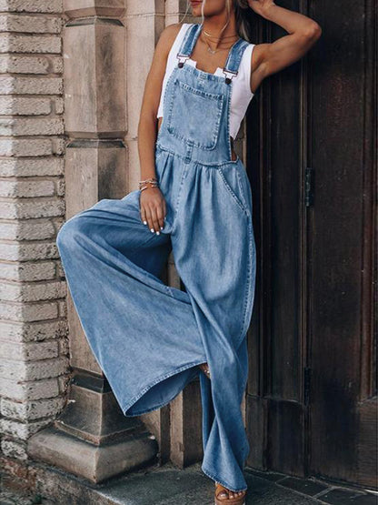 Flanagan Wide Leg Denim Overalls