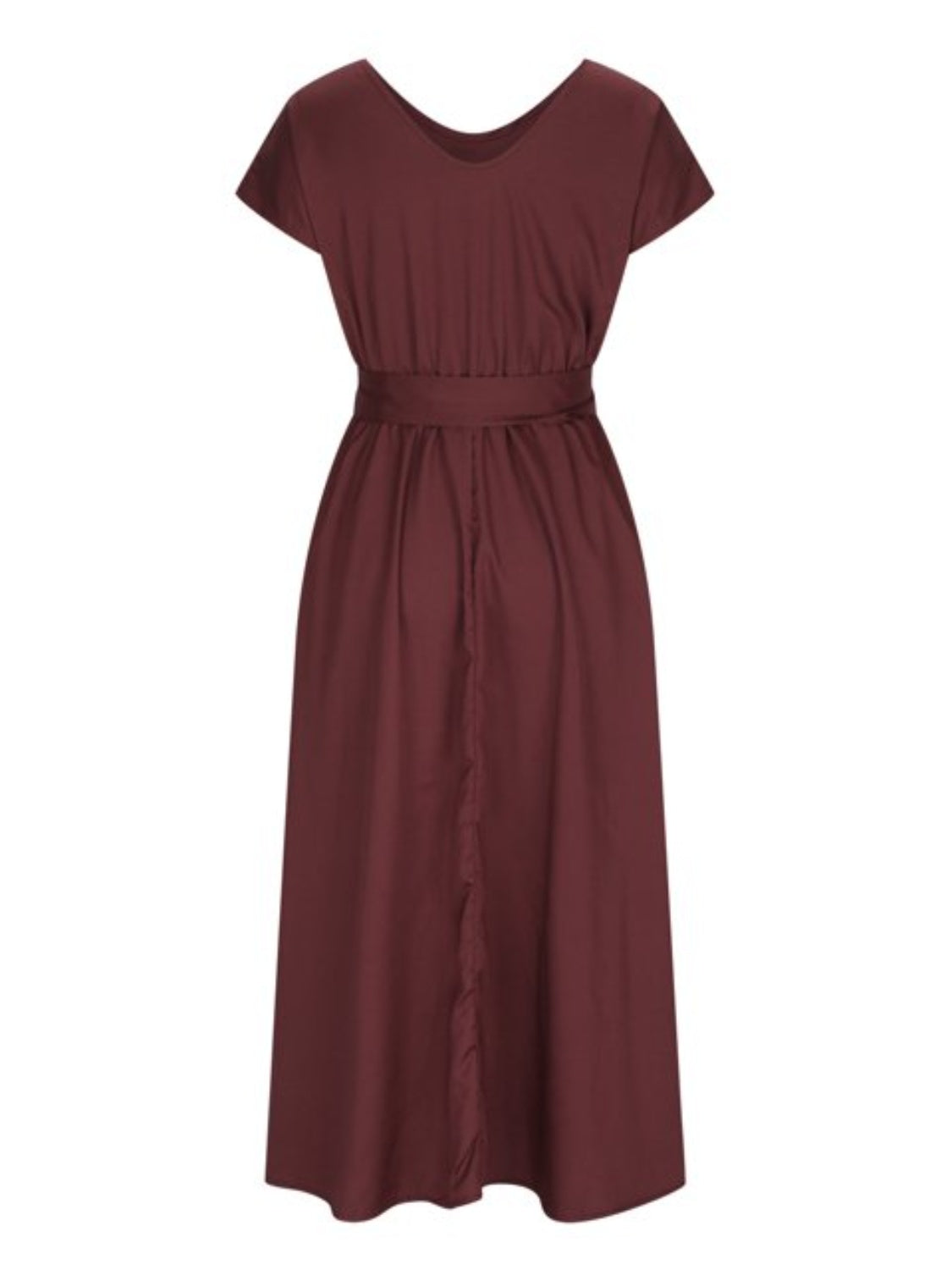 Emmie Ruched V-Neck Cap Sleeve Dress