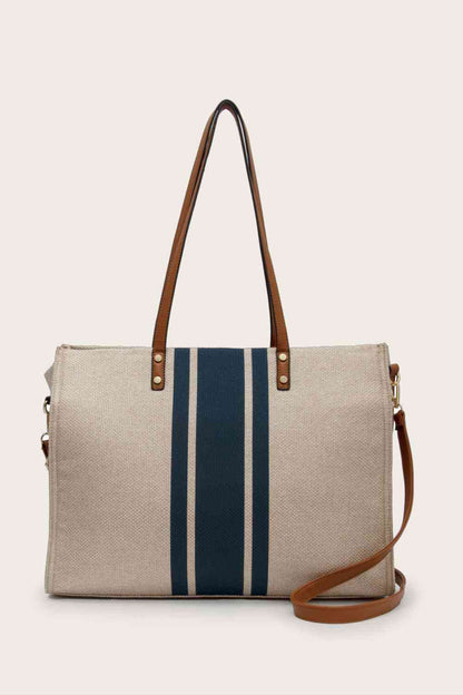 Striped Tote Bag in Khaki