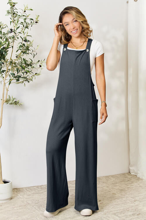 Dina Double Take Womens Wide Strap Overall with Pockets