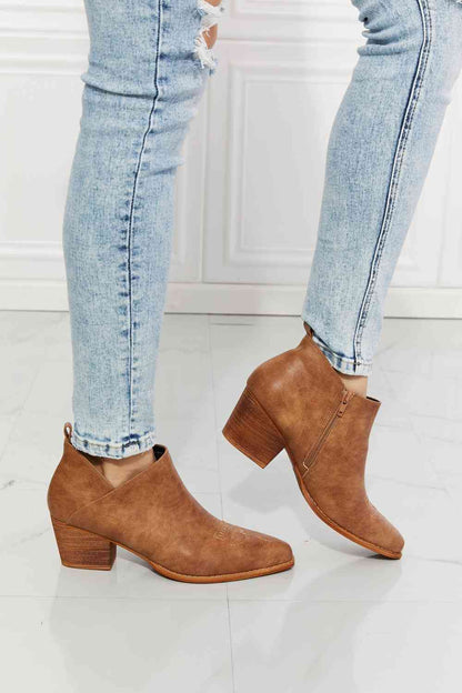 Danny Embroidered Crossover Cowboy Bootie in Caramel